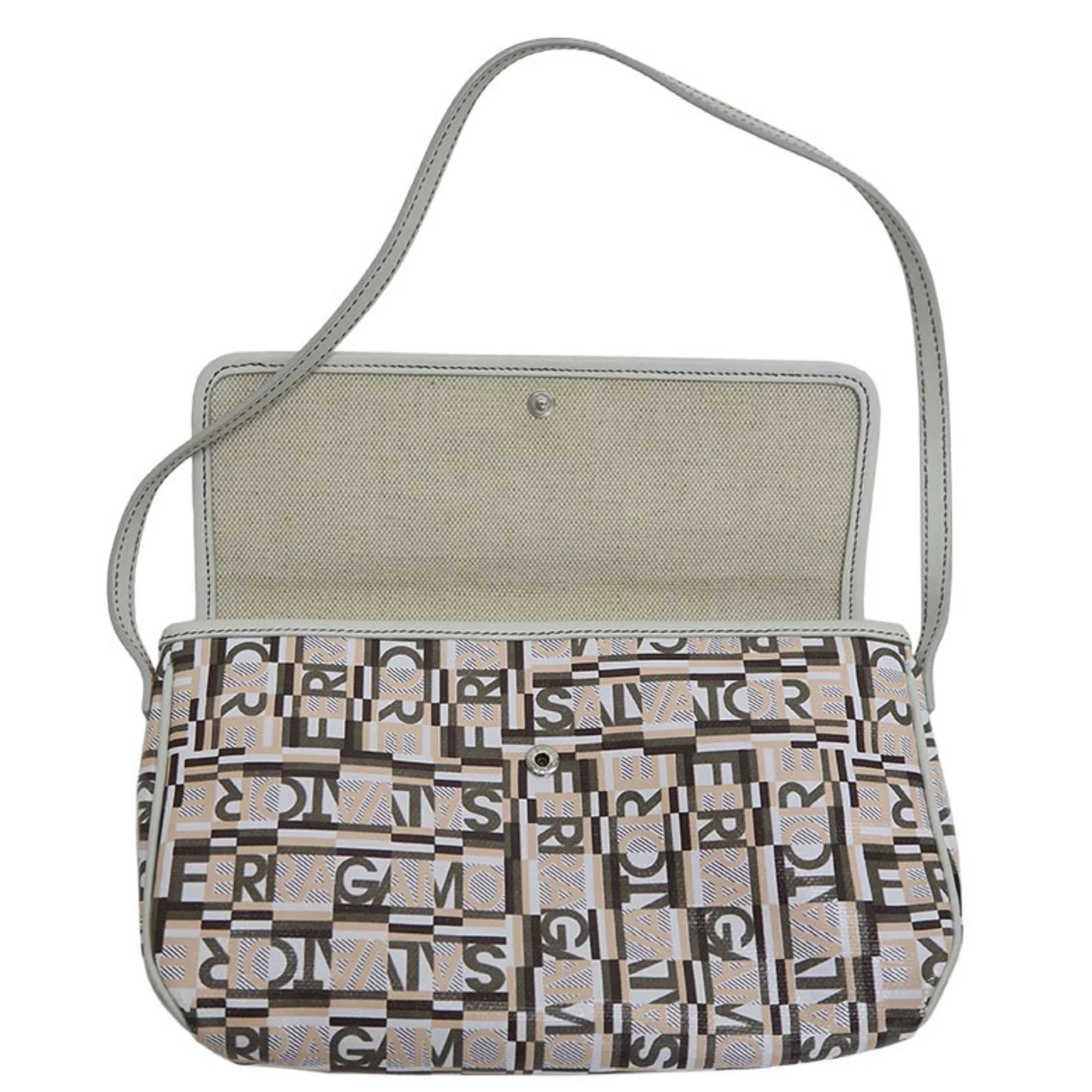 Shoulder Bag (Good) Beige Pre-Owned Salvatore Ferragamo PVC,Leather