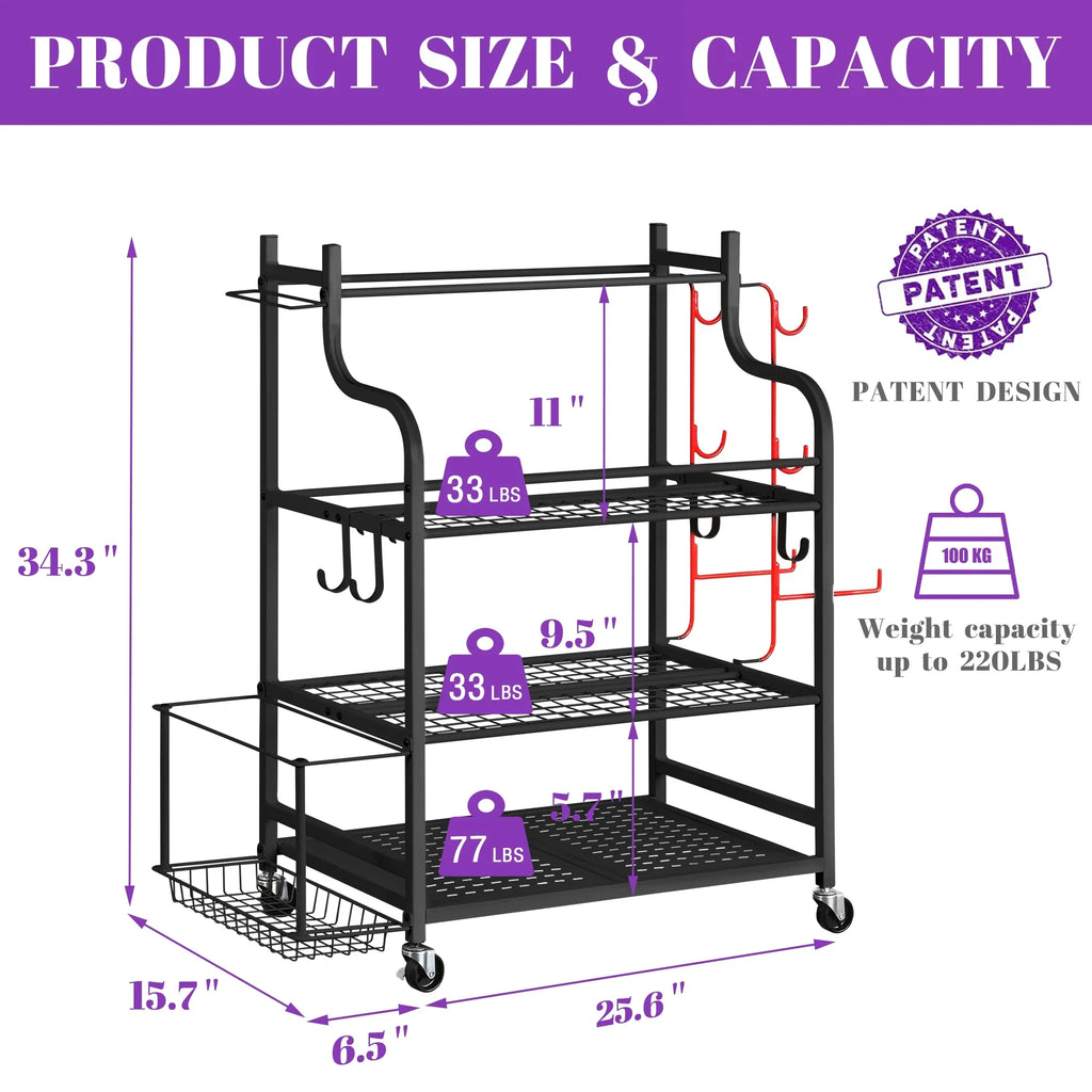 Mat Hooks with Home Storage Organizer Racks, Workout Yoga Rack, Equipment Wheels Storage Mythinglogic Gym Storage