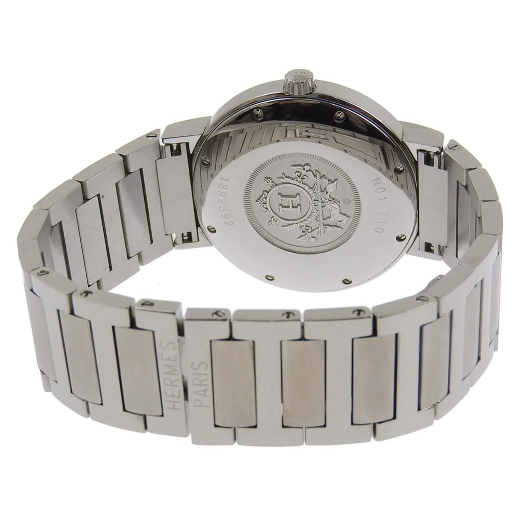 Quartz Stainless Analog White Watch Made Nomad Swiss Steel Pre-Owned Men's NO1.710 Hermes Display Dial Silver (Fair)