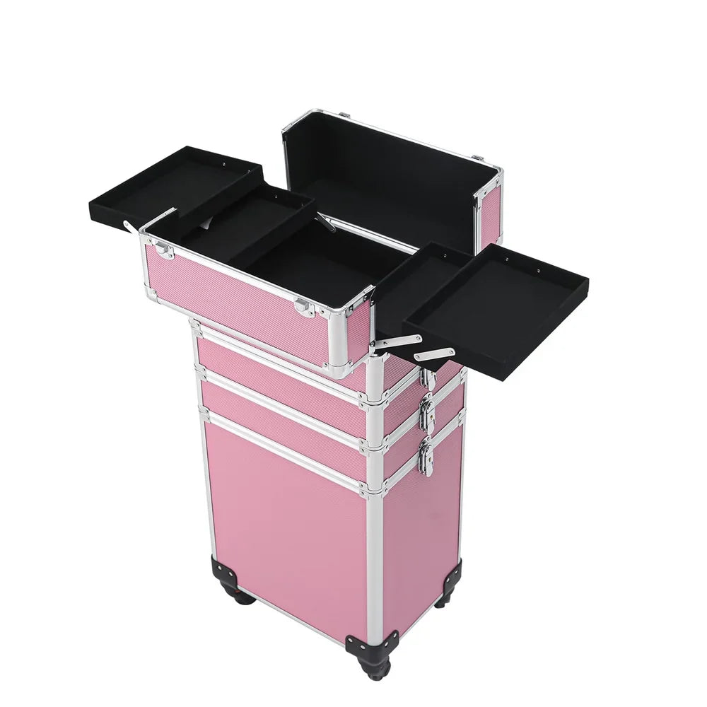 Case,Pink Makeup Drawers with Rolling Train Trolley Zeng Case Case Makeup