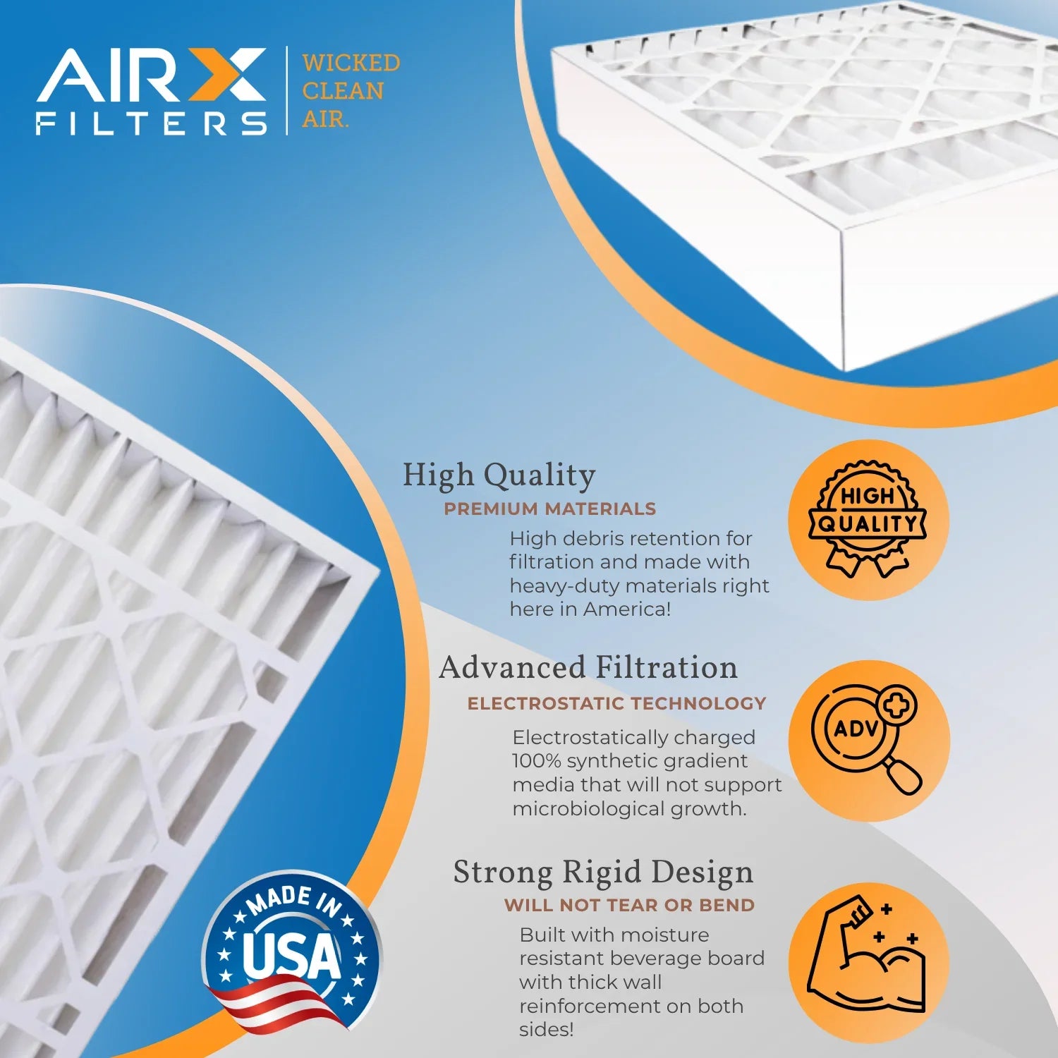 Controls WICKED FILTERS AIR. Premium MPR Air with to USA Filter 46585900 FPR AIRX Made Filter Furnace # MERV 5 Field & by Comparable Compatible 700 CLEAN 16x25x5 2 Pack 8 16x25x5