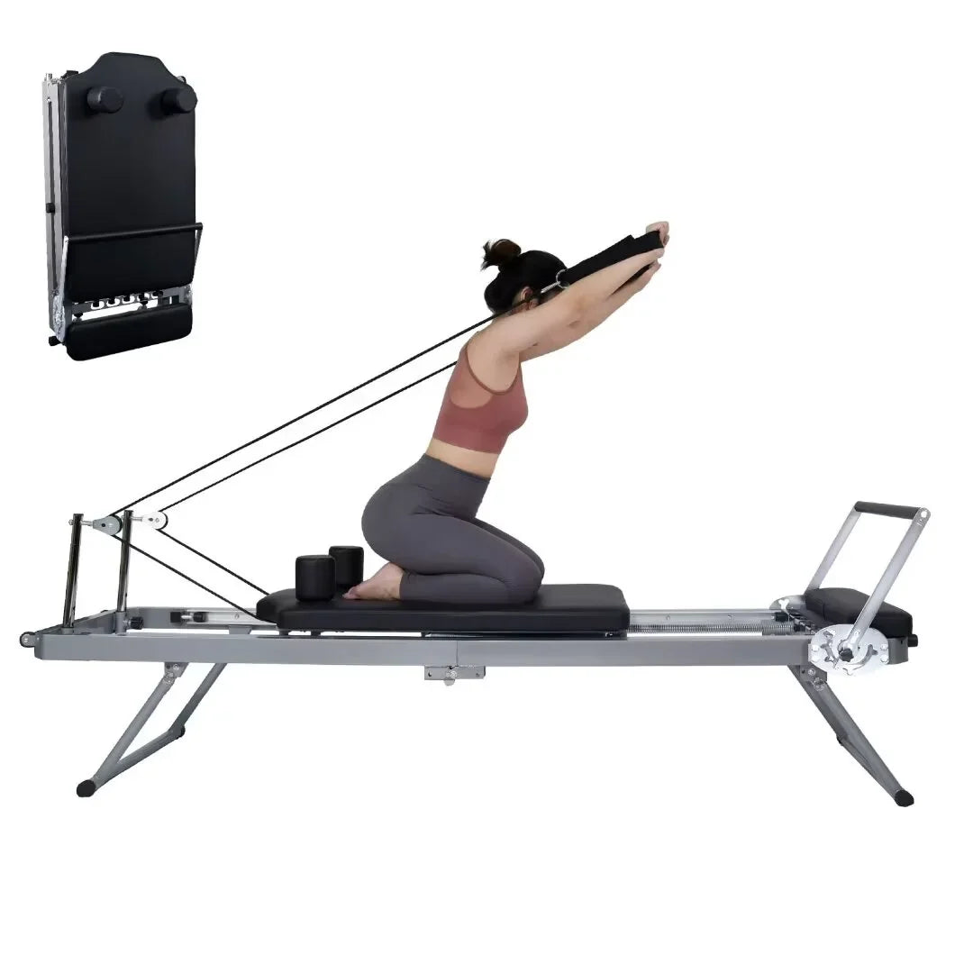 lbs Reformer, Docred Home with Capacity Quiet Spring Foldable Weight Machine Pilates Workout Reformer to Gym，Beginners，Up for 300 Pilates