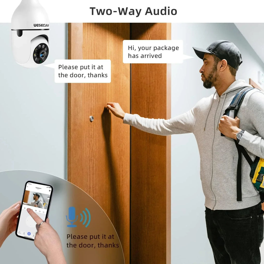 Cameras Camera-3MP Color Outdoor Camera Bulb Full Indoor Day Security Security Security Bulb 2.4GHz,360°