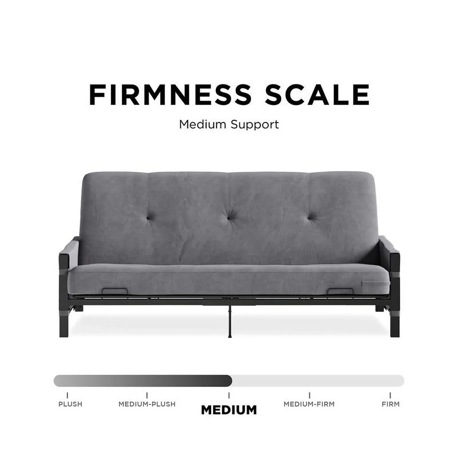 Futon Gray DHP Melbourne with Futon Storage Thermobonded in Mattress 6"
