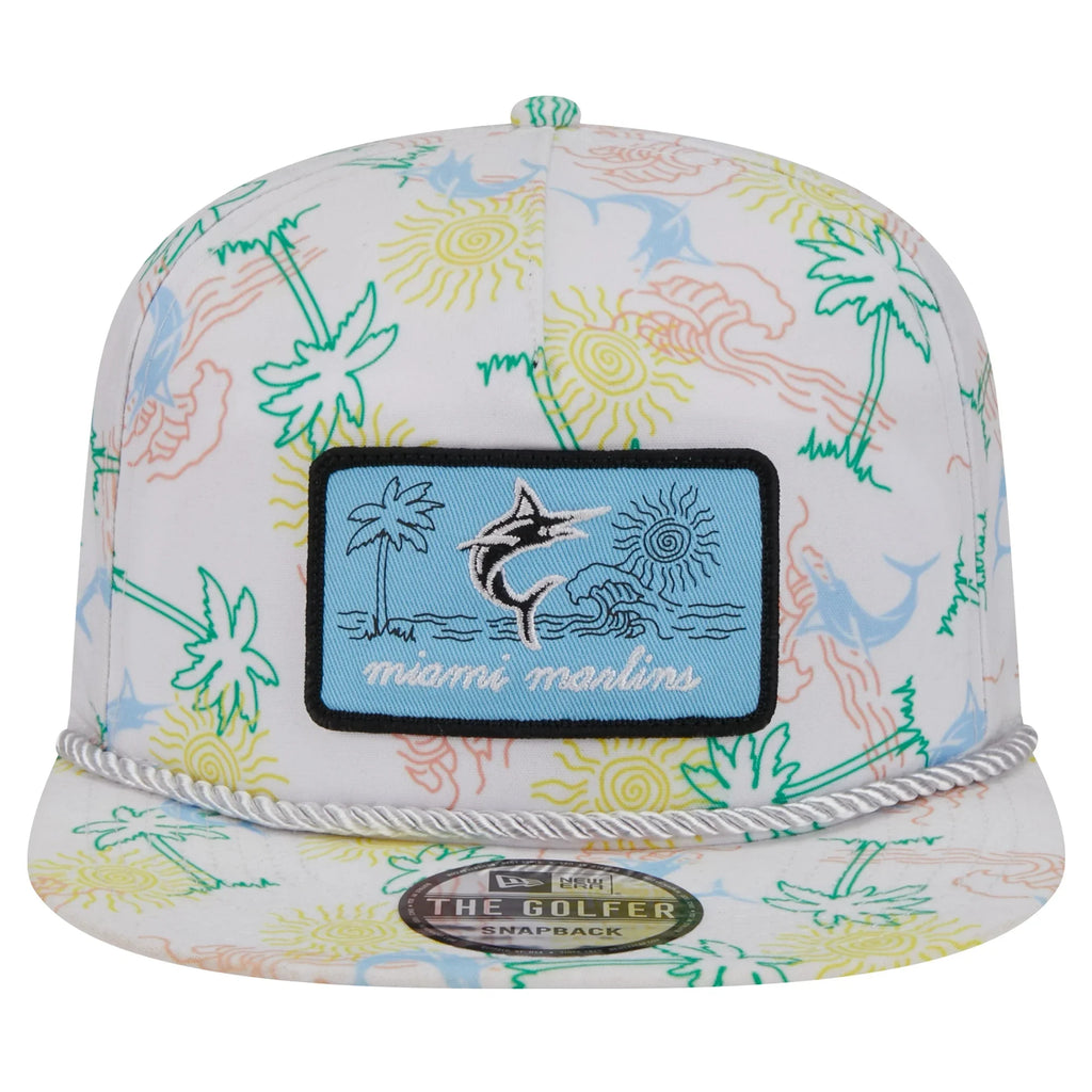 Snapback Hat Men's Marlins White Islander Miami Golfer New Era