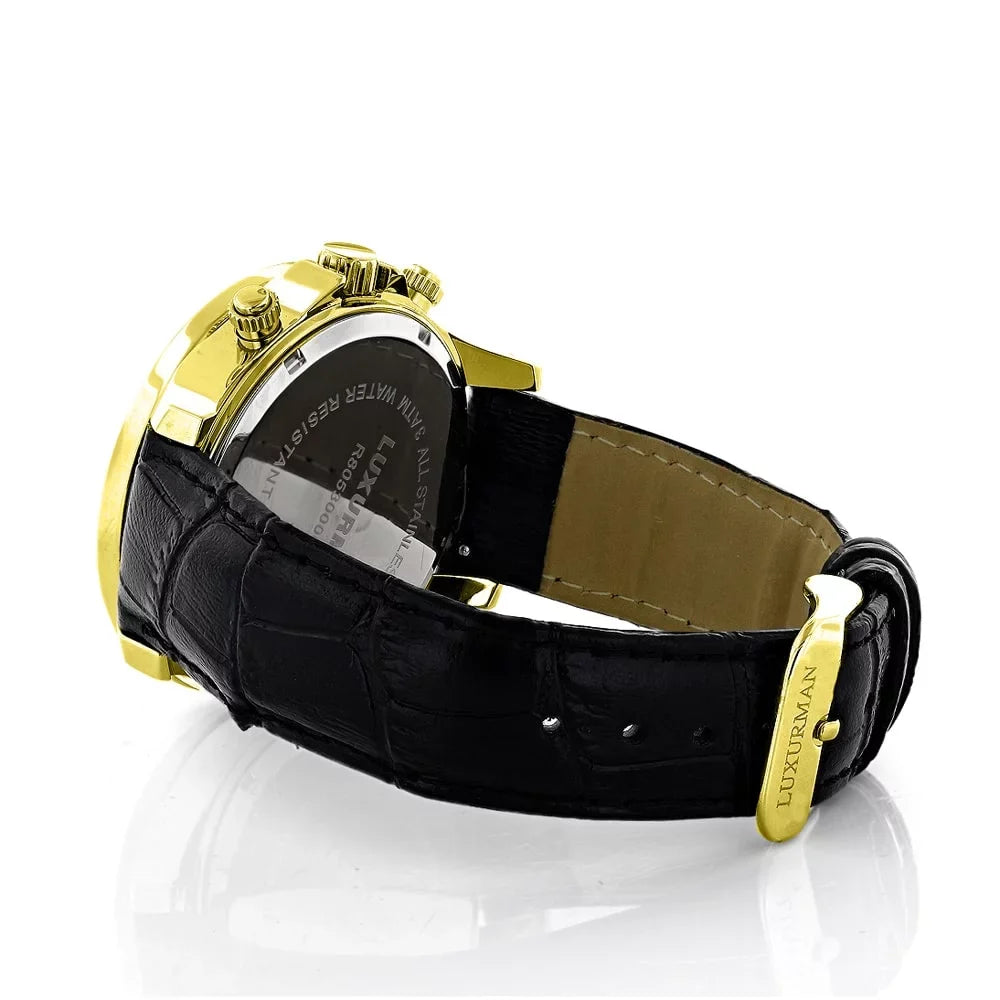 Leather with Diamond Extra Straps Men's Two Black Watch