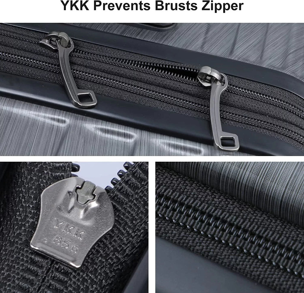 20 & 24 Suitcase Inch Spinner Lock Front with 20/24 Wheels, Lightweight 37~41L 20 Hardshell Inch Luggage Only Grey Piece TSA ABS+PC Expandle, with Pocket 2 + 65L,Dark Laptop & Set,