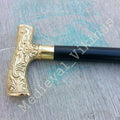 Black Walking Decorative With Polished Brass 36" Handle Stick