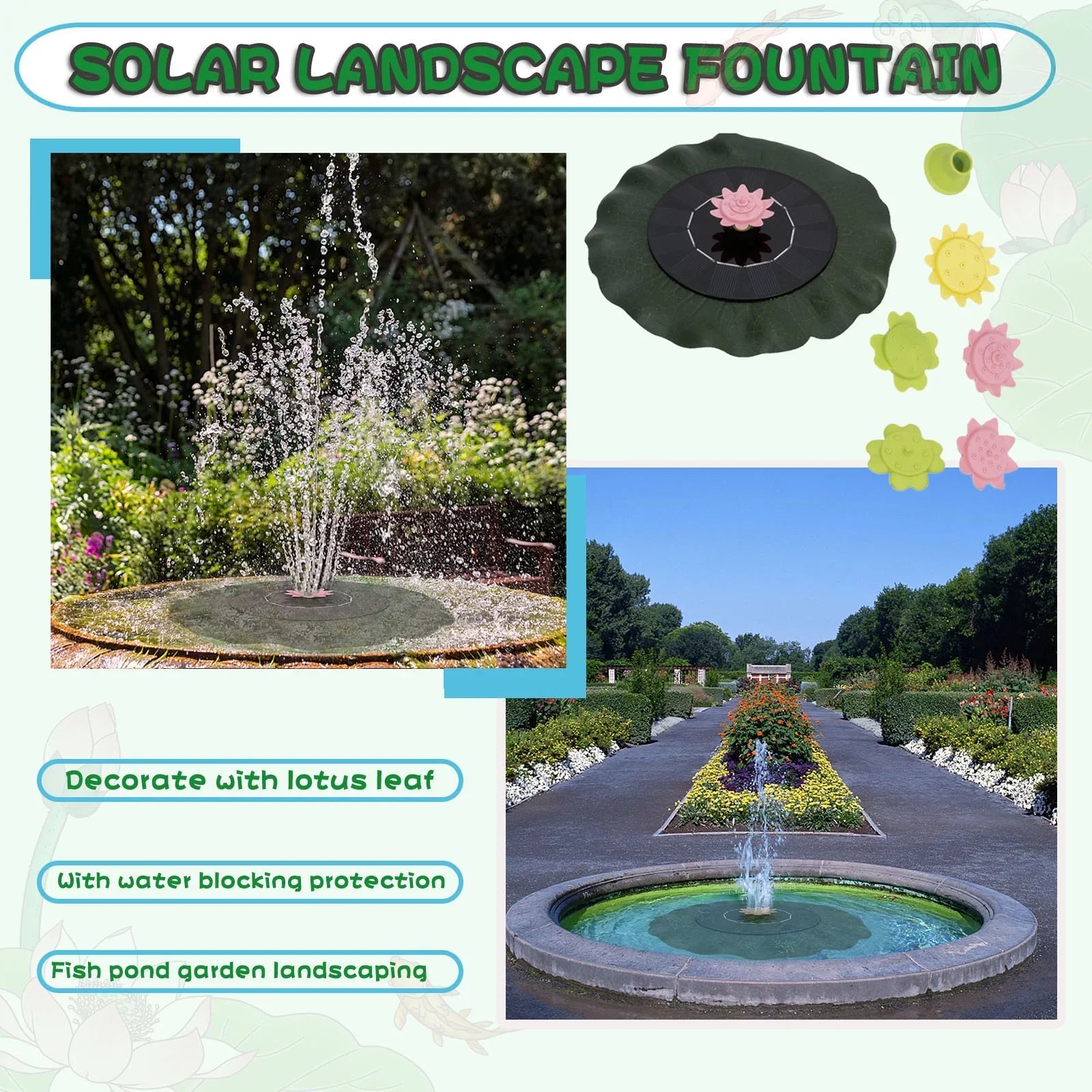Imitation Fountains Garden Sprinkler Pond Motion For Swimming Solar Flower Pool Sun Controlled