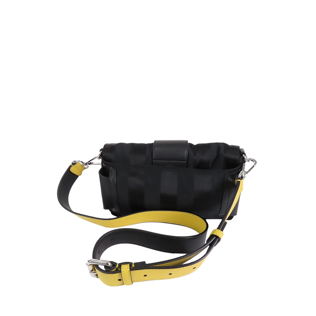 Fabric Baguette Stripes Pre-Owned Fendi Convertible Authenticated (Good) Nylon Unisex Black Satchel