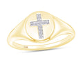In Signet Engagement Gold 10k Ring Diamond 1/20 Cut For White CT Natural Cross Ring Round Carat Womens Yellow Size-6