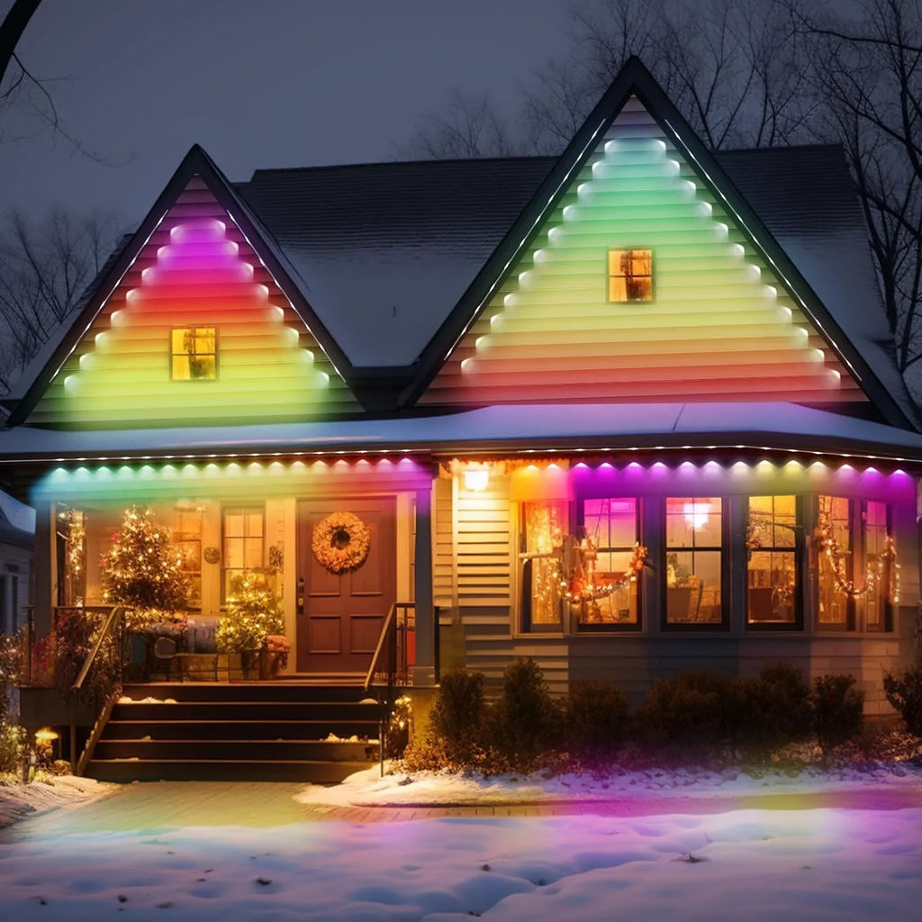 DIY 100ft & Alexa LED Using, RGB with and Lights, Outdoor IP67 Holiday Waterproof, Outdoor Daily Lights Lights for Modes, Suitable Eaves Remote 72 Scene Permanent with Work with