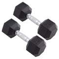 '- Encased Black/Metal - Dumbbell - Hex Rubber of Body Pounds Set 20 Two Sport