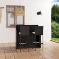 Furniture Garden, Stool 2 Balcony, Chair Patio, Bar Piece Set for 3 Poly and Outdoor Footrest Bar Black Backyard, Patio Bar Table Cushioned with Rattan Backrest Anself and