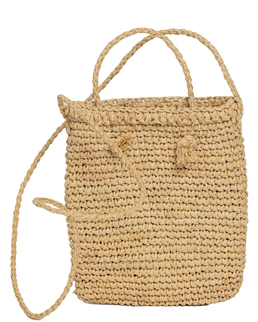 Brown Mini Hat Raffia Harmony Attack Bag,