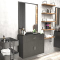 Salon with (Black) Makeup Mirror, Hair Hand Artist 2 Station Mount Styling Drawer, Barber Spa Doors Wall