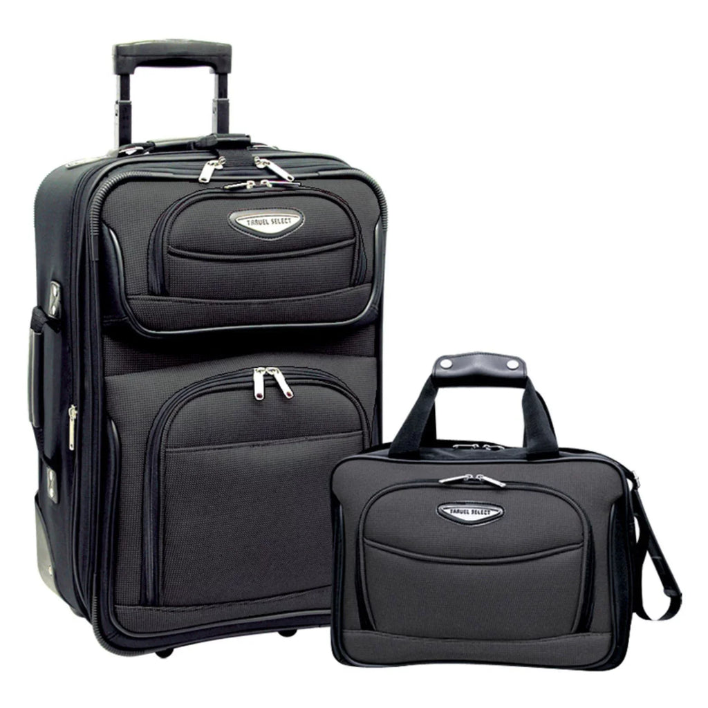 Orange, 2-Piece Expandable Amsterdam Luggage, Upright Set Select Rolling Travel