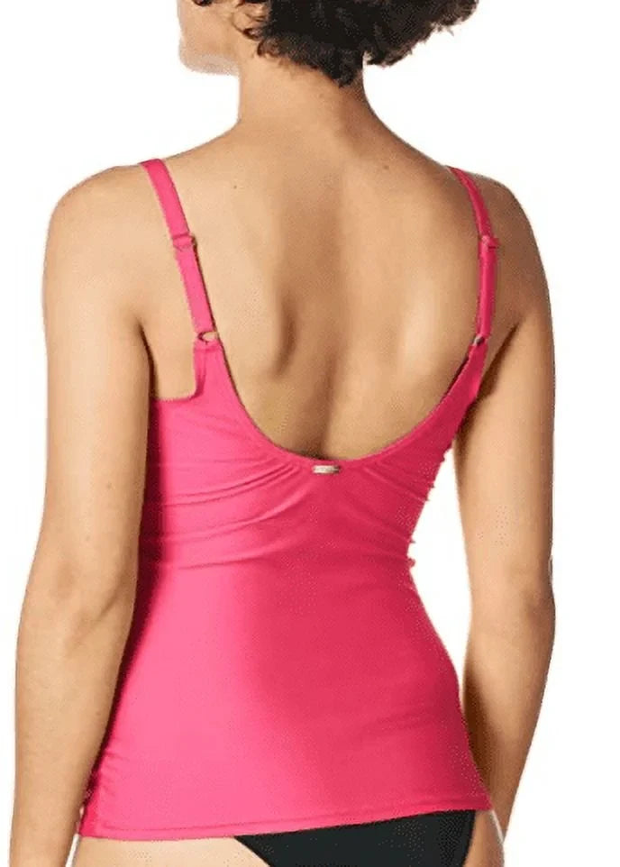 Klein Calvin Top Ruched HIBISCUS Tummy-Control Tankini Swim
