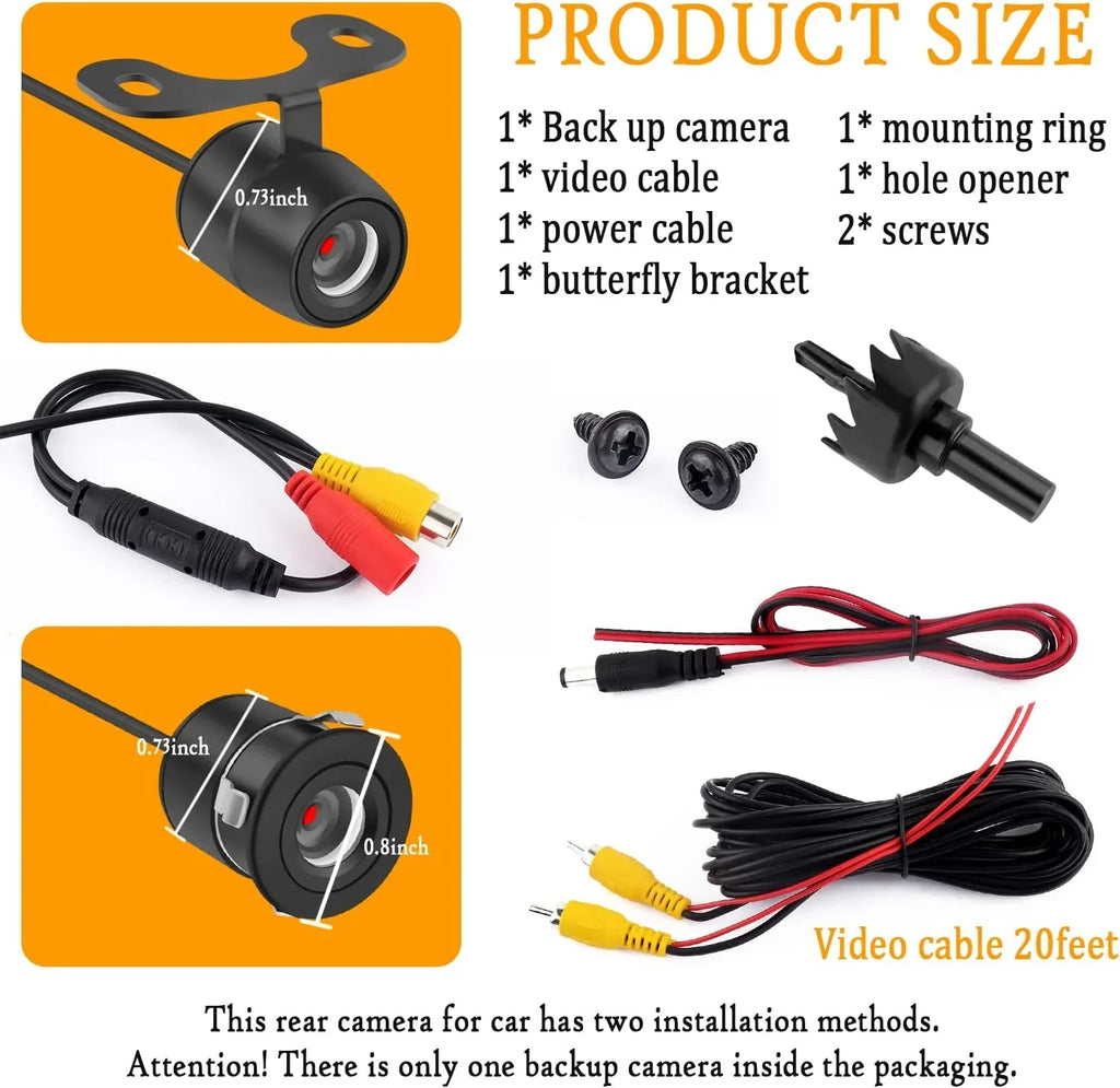 Camera Side - Front View with [HD Design Car - Dual Reverse Purpose Angle] Backup Vision] Rear [170°Wide Night Camera