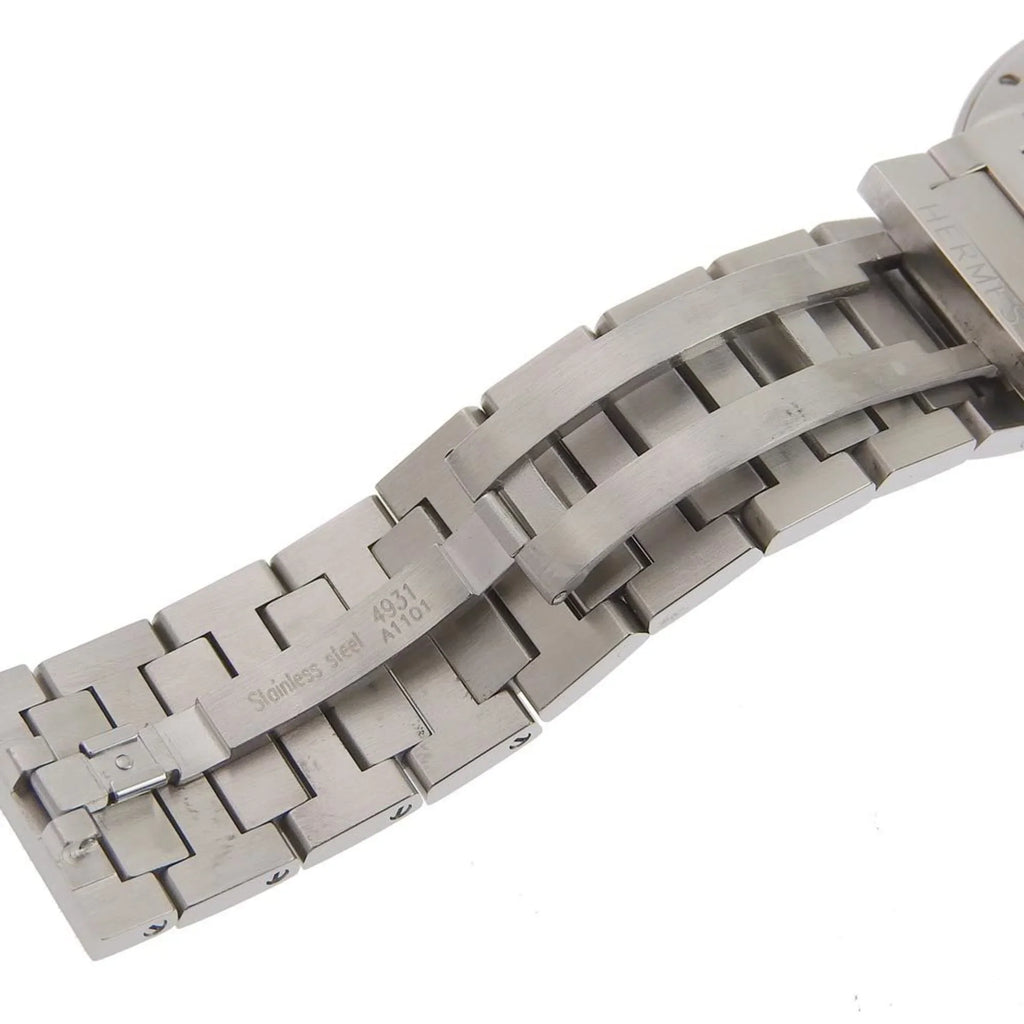 Quartz Stainless Analog White Watch Made Nomad Swiss Steel Pre-Owned Men's NO1.710 Hermes Display Dial Silver (Fair)