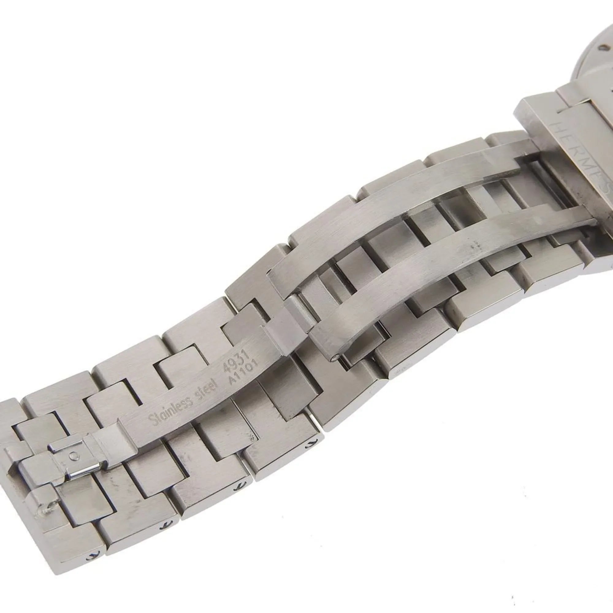 Quartz Stainless Analog White Watch Made Nomad Swiss Steel Pre-Owned Men's NO1.710 Hermes Display Dial Silver (Fair)