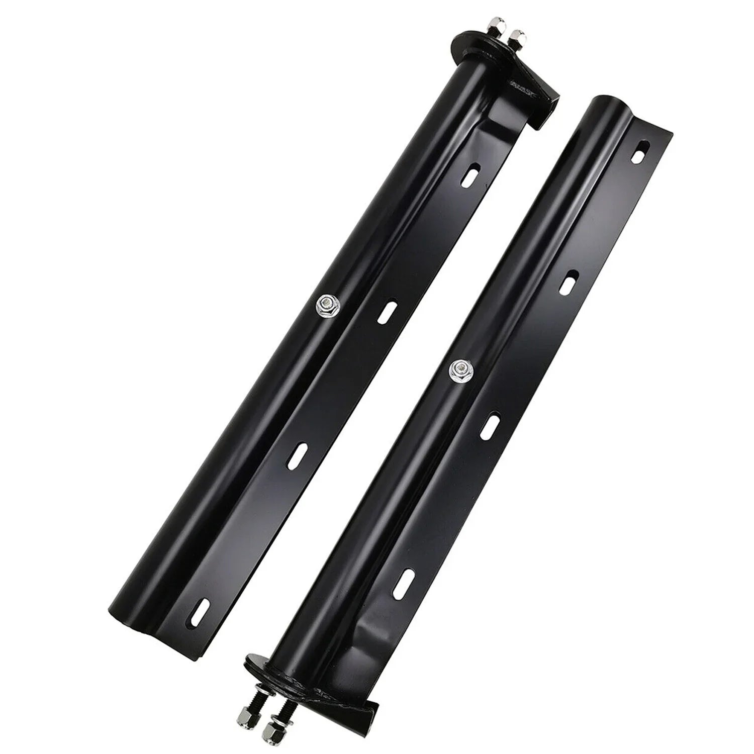 Set Spring Flap Semi Trucks 1-1/8" Bracket Bolt Holder Black Mud Straight Hanger Spacing POWERWORKS Loaded Mudflap for 30" Length