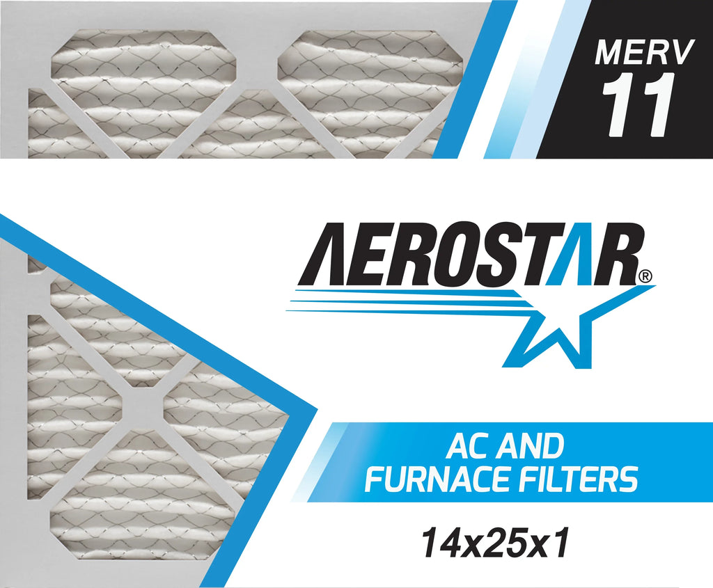 Filter, MERV 11 Pleated Aerostar 2 Pack Air 14x25x1 Furnace Filter, Air AC