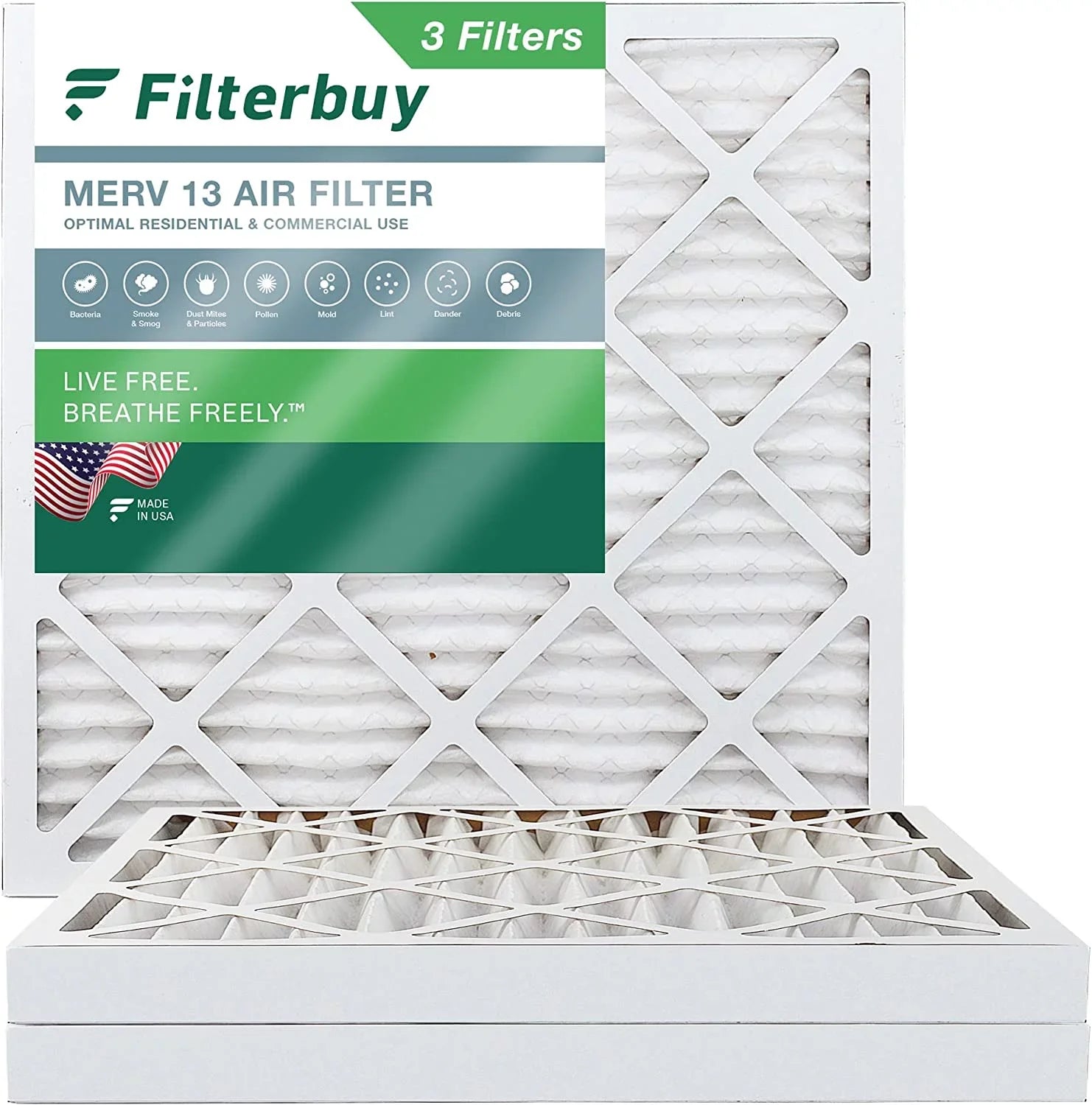 Filters AC Pleated (3-Pack) HVAC MERV 13 Filterbuy Air 20x20x2 Furnace