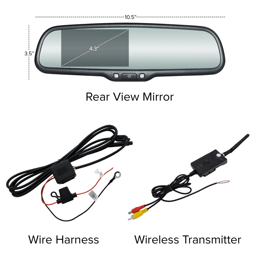 Transmitter View & Cars Tailgaters Universal | Wireless OEM Fit Mount LCD for Rear with 4.3" Screen Master Mirror