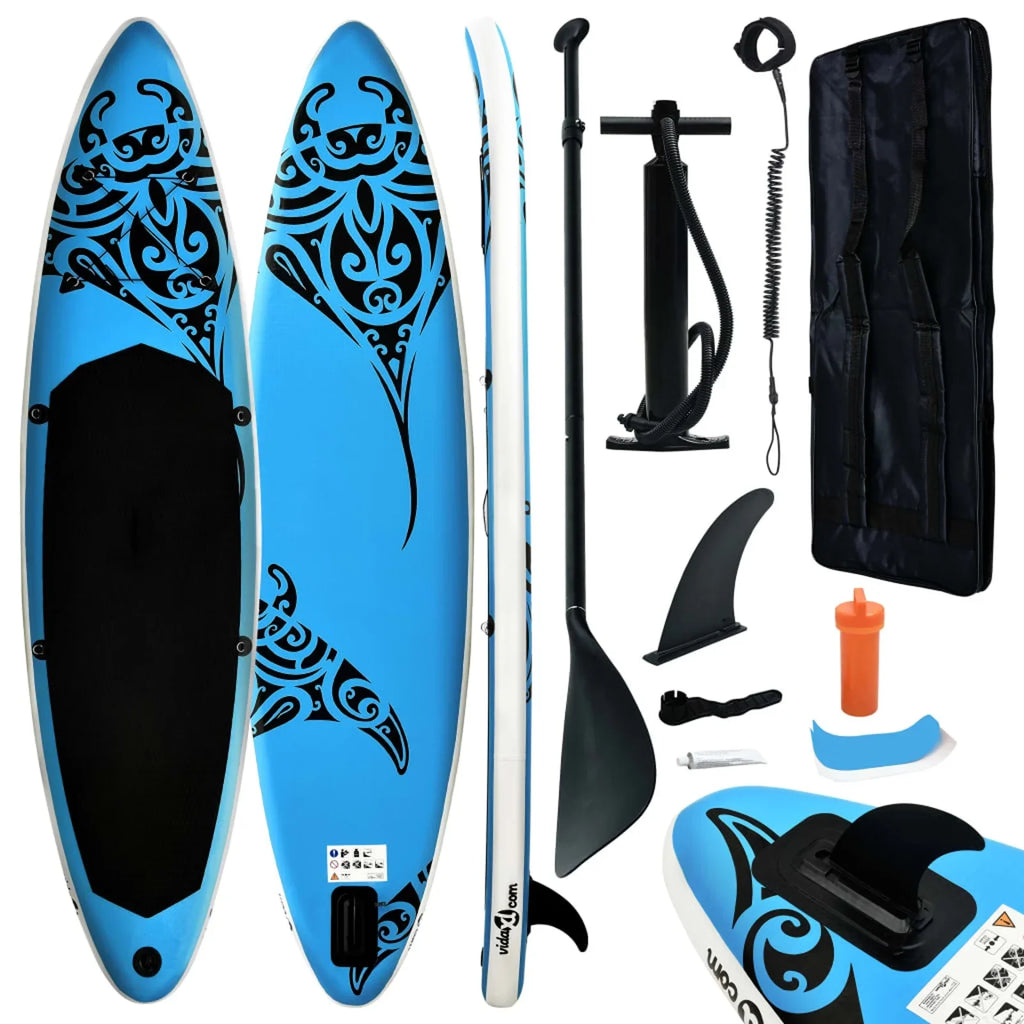 Blue Paddleboard Inflatable 144.1"x29.9"x5.9" Set Walmeck