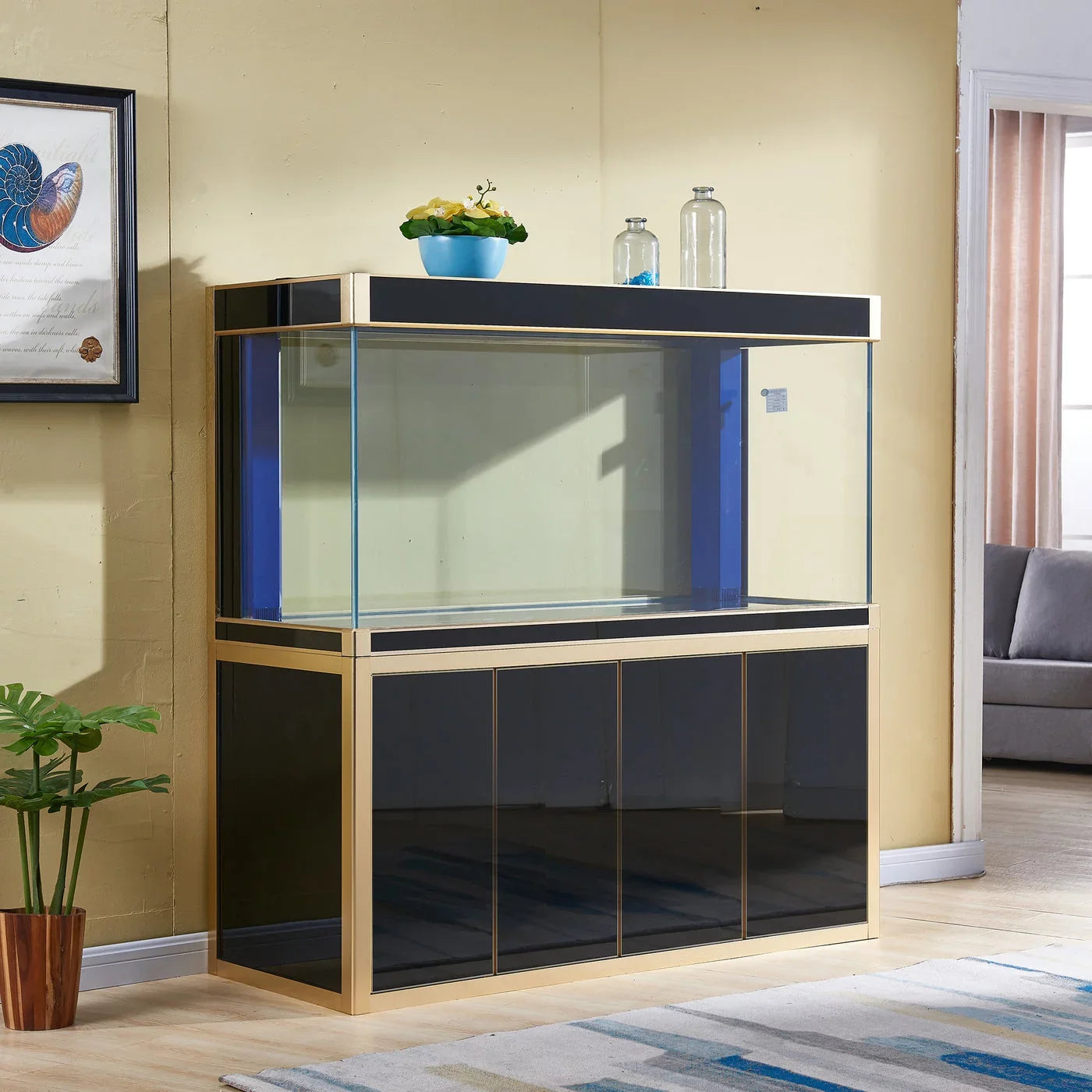 and Glass Gallon All-in-one Aquarium Black Gold Tempered 250 Aqua Dream
