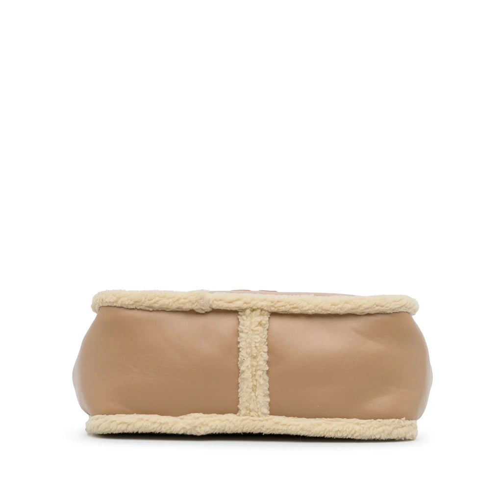 Shearling Pre-Owned Stella (Good) Authenticated Fiber McCartney Unisex Satchel Fabric Brown Stella Trimmed Logo Chemical