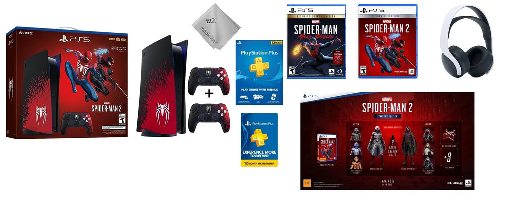 Console(Disc) with PlayStation_PS5 2 White Sony Gaming Marvel’s - Spider-Man Bundle Edition TEC