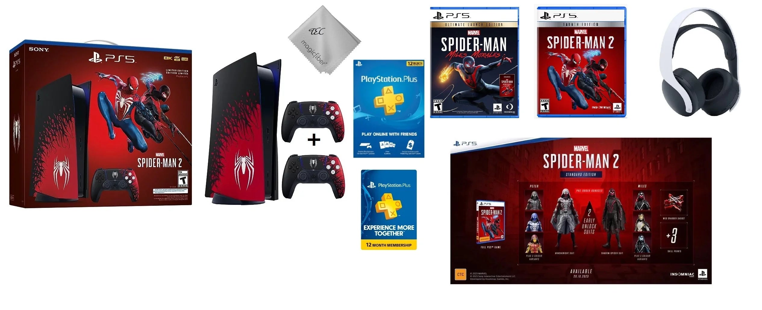 Console(Disc) with PlayStation_PS5 2 White Sony Gaming Marvel’s - Spider-Man Bundle Edition TEC