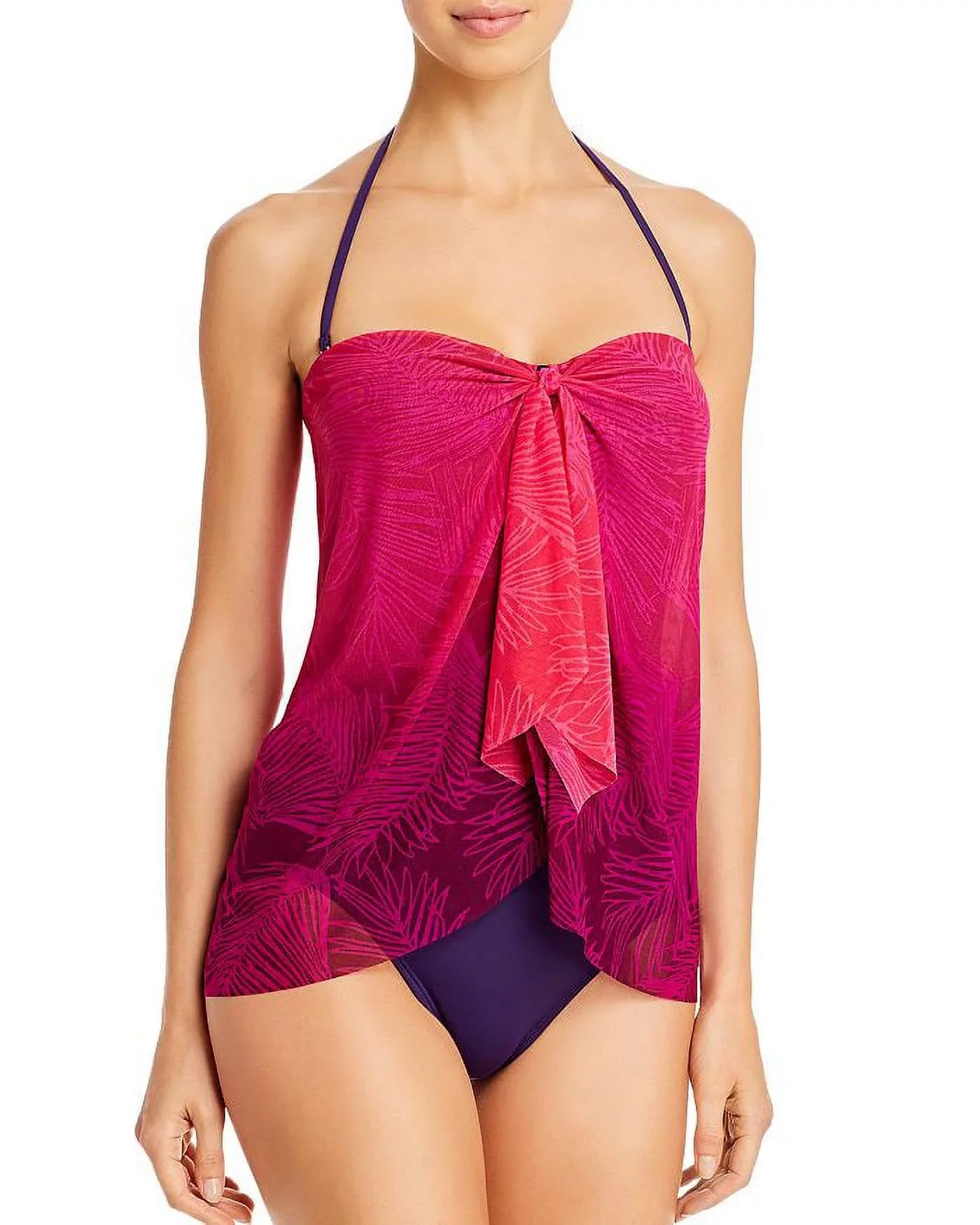 Palm US Ralph Piece One 8 Lauren Lauren Strapless Ombre Flyaway Swimsuit, PINK