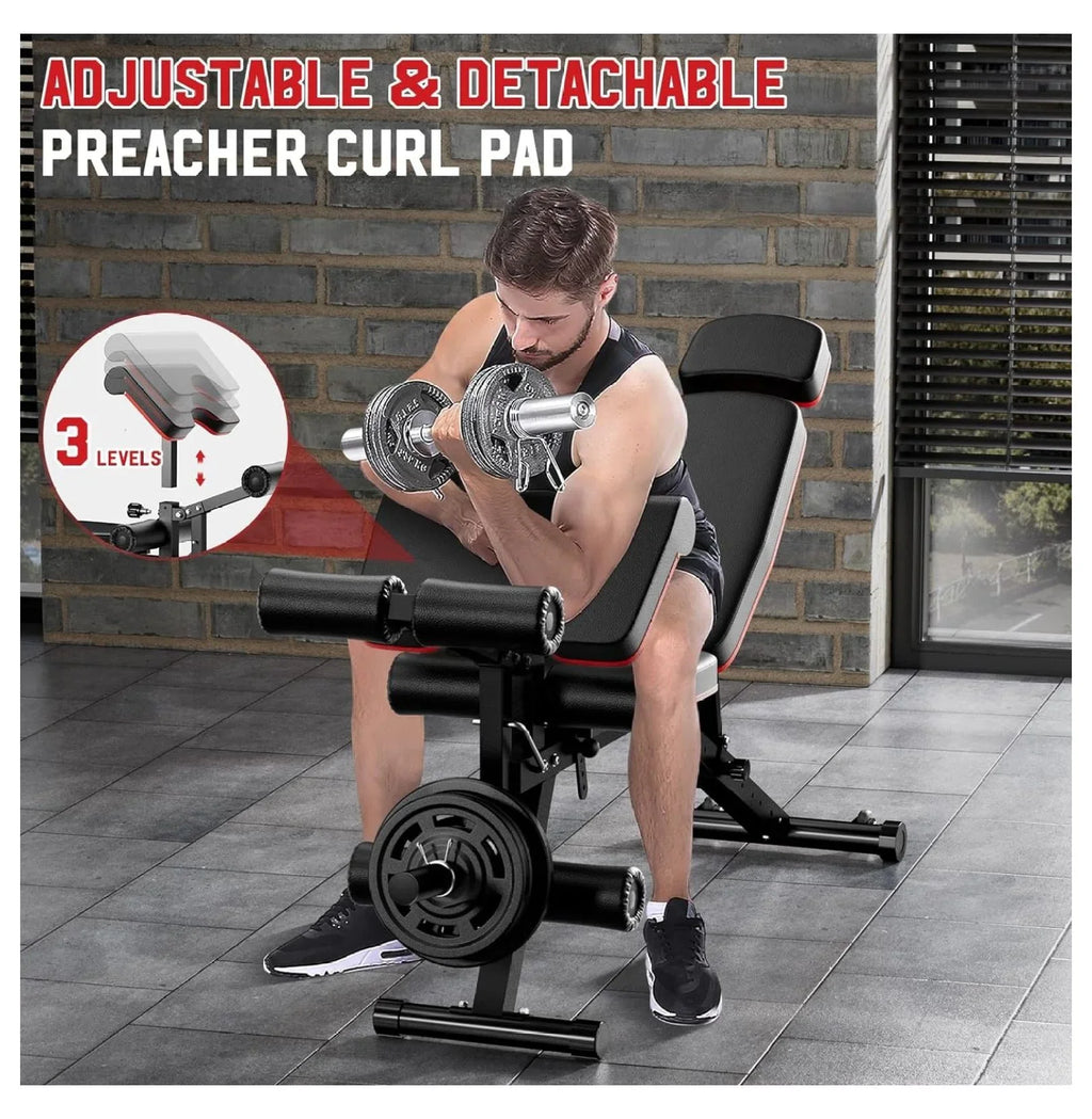 Bench Leg Pad, Headrest, for Capacity Workout Bench, Weight Weight Preacher Gym Incline with Body 900Lbs Flat Extension Full Home Workout, Bench Adjustable Exercise Decline and Extended