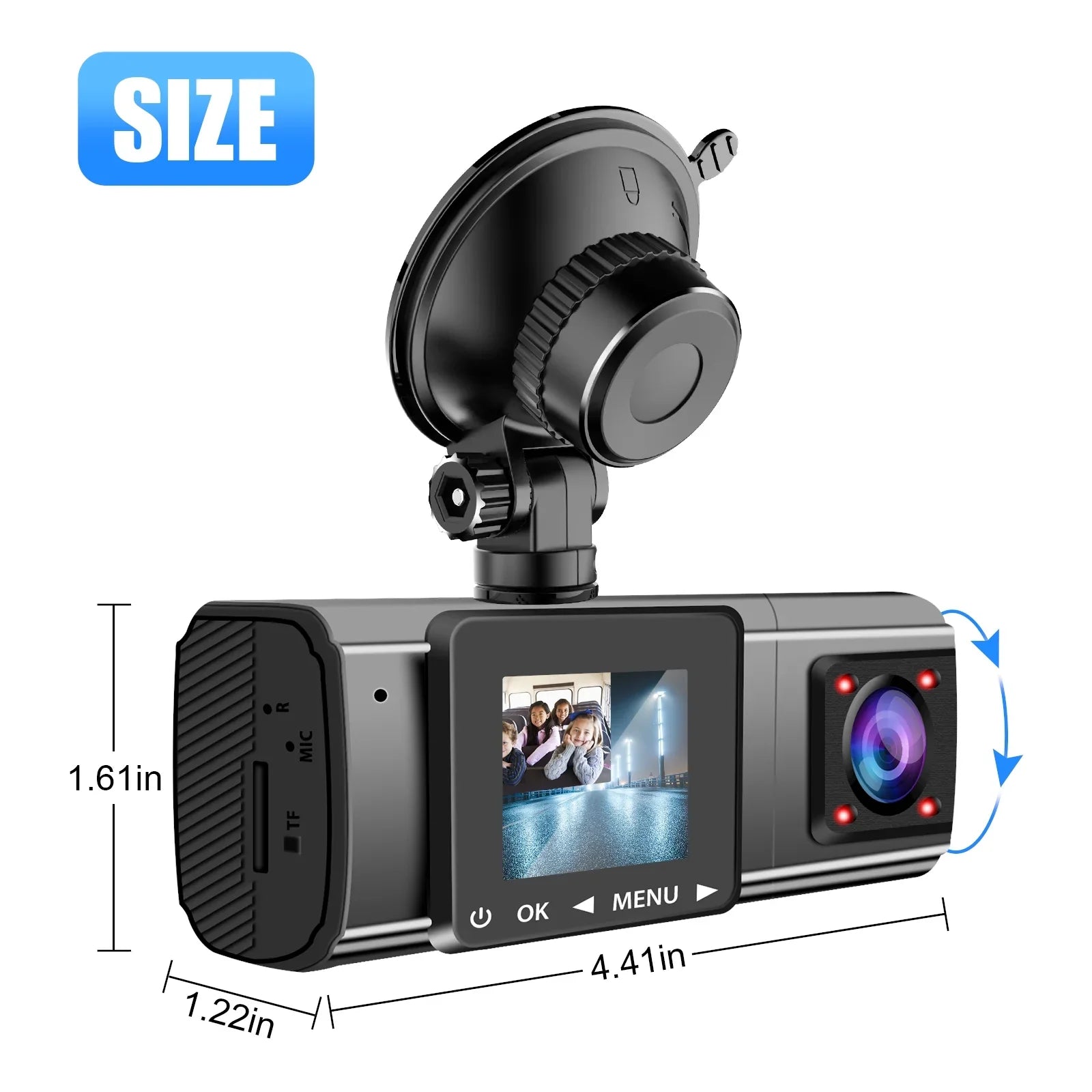 Recorder Dash DVR 1080P Night TSV Dual Insides Loop Parking - Dual Camera, Lens Wide Angle, G-Sensor, Vision, Black with 170° Mode Driving Front Cam, Recording, Car