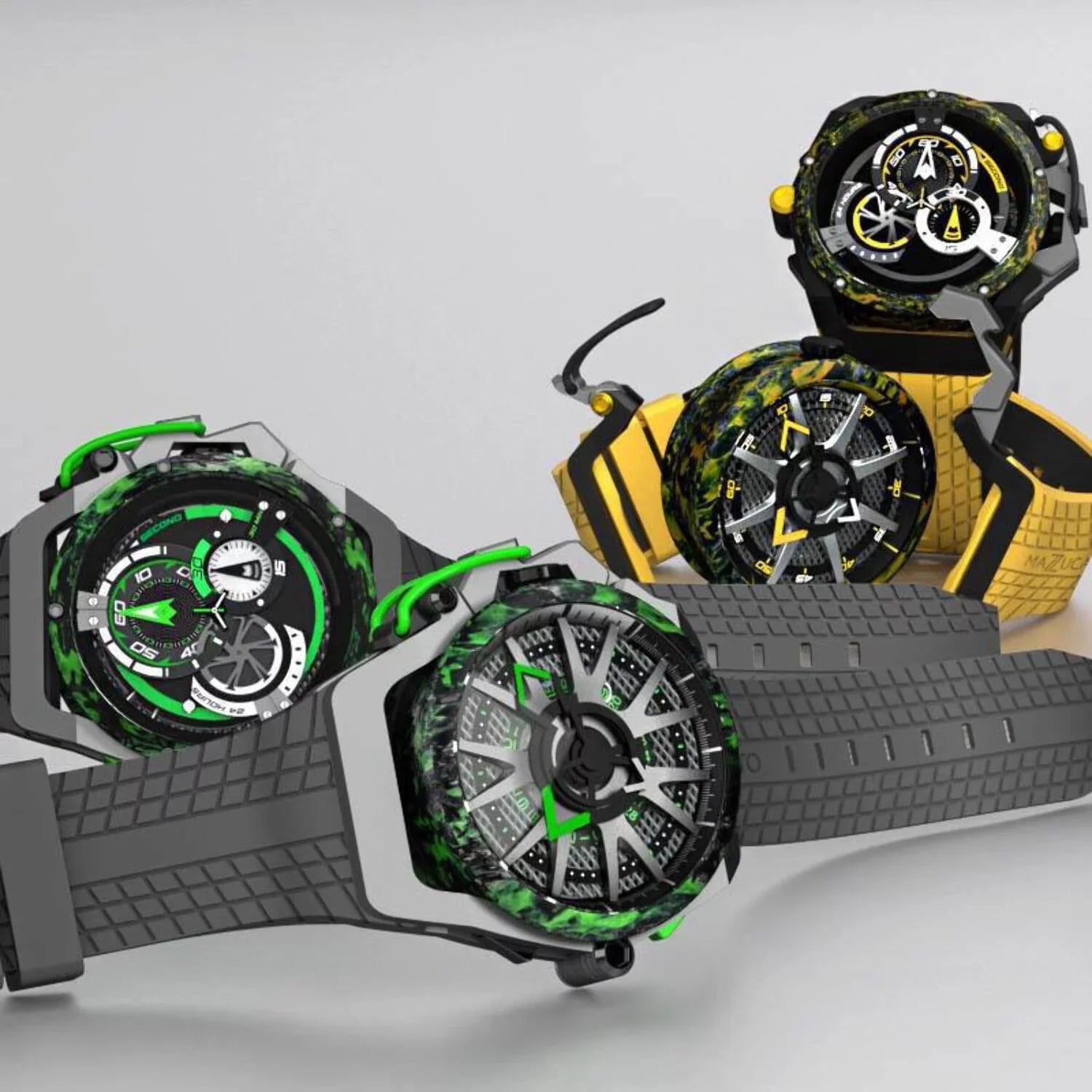 for - Rim Watch Black Men Twin Dial Reversible Automatic Adult Monza Chronograph Mazzucato