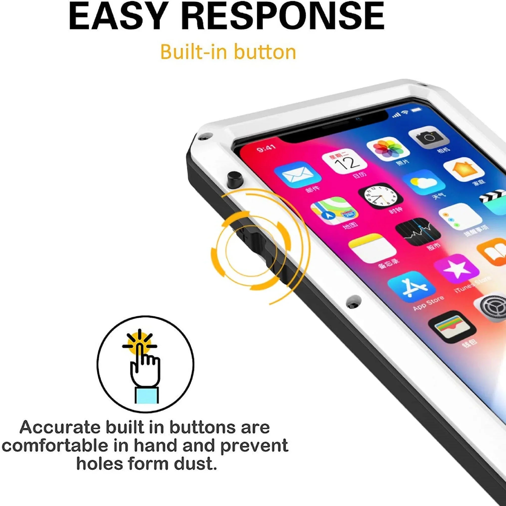 Gorilla Military Grade Outdoor (White) Glass Aluminum Travel iPhone Rugged Protection, 6s Duty Shockproof Resistant Scratch Case Metal Plus and Heavy