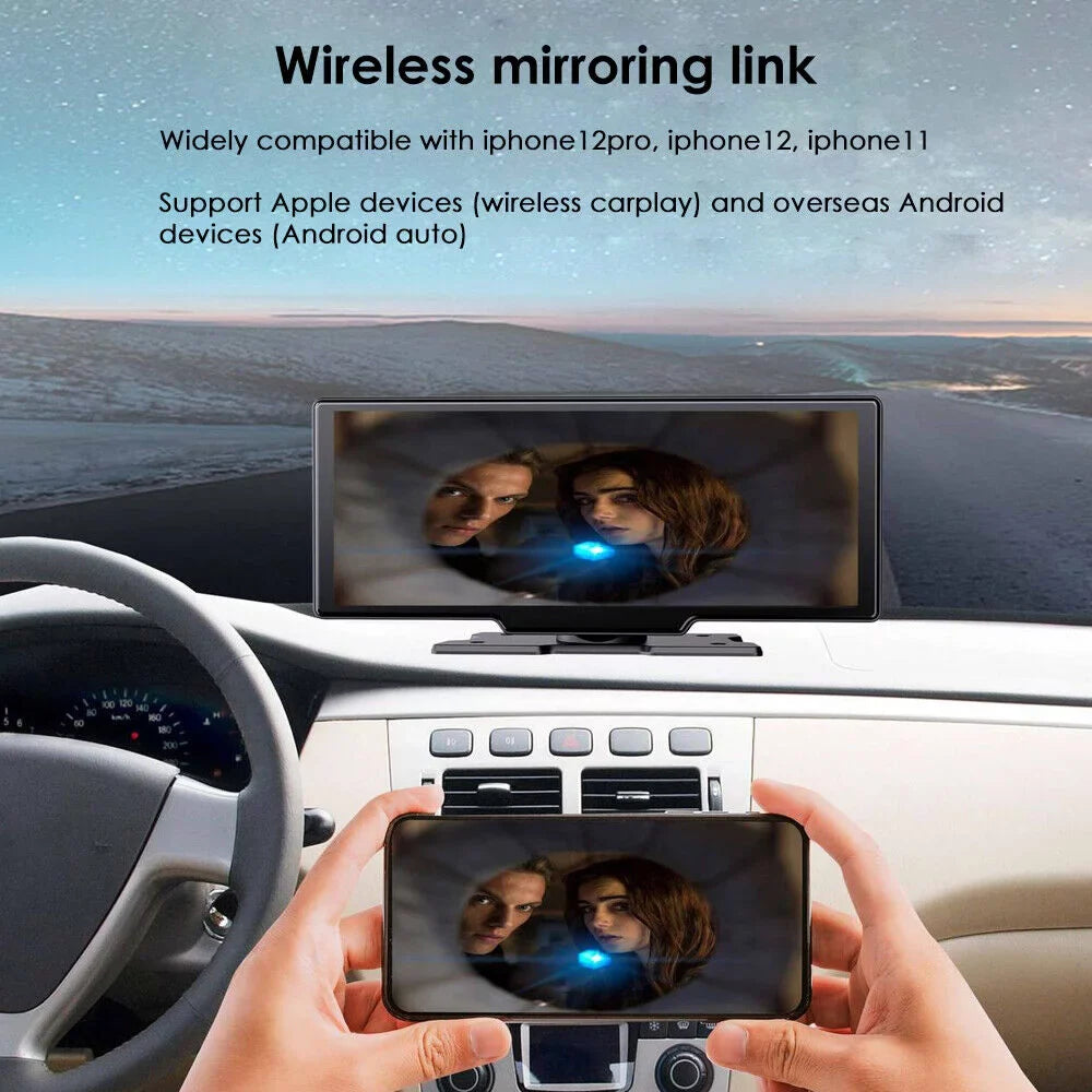 Car Dash 2K Compatibility Carplay Auto Touch Android DVR Screen and Camera Smart - Wireless WIFI KingFurt Resolution Stunning 10.26''