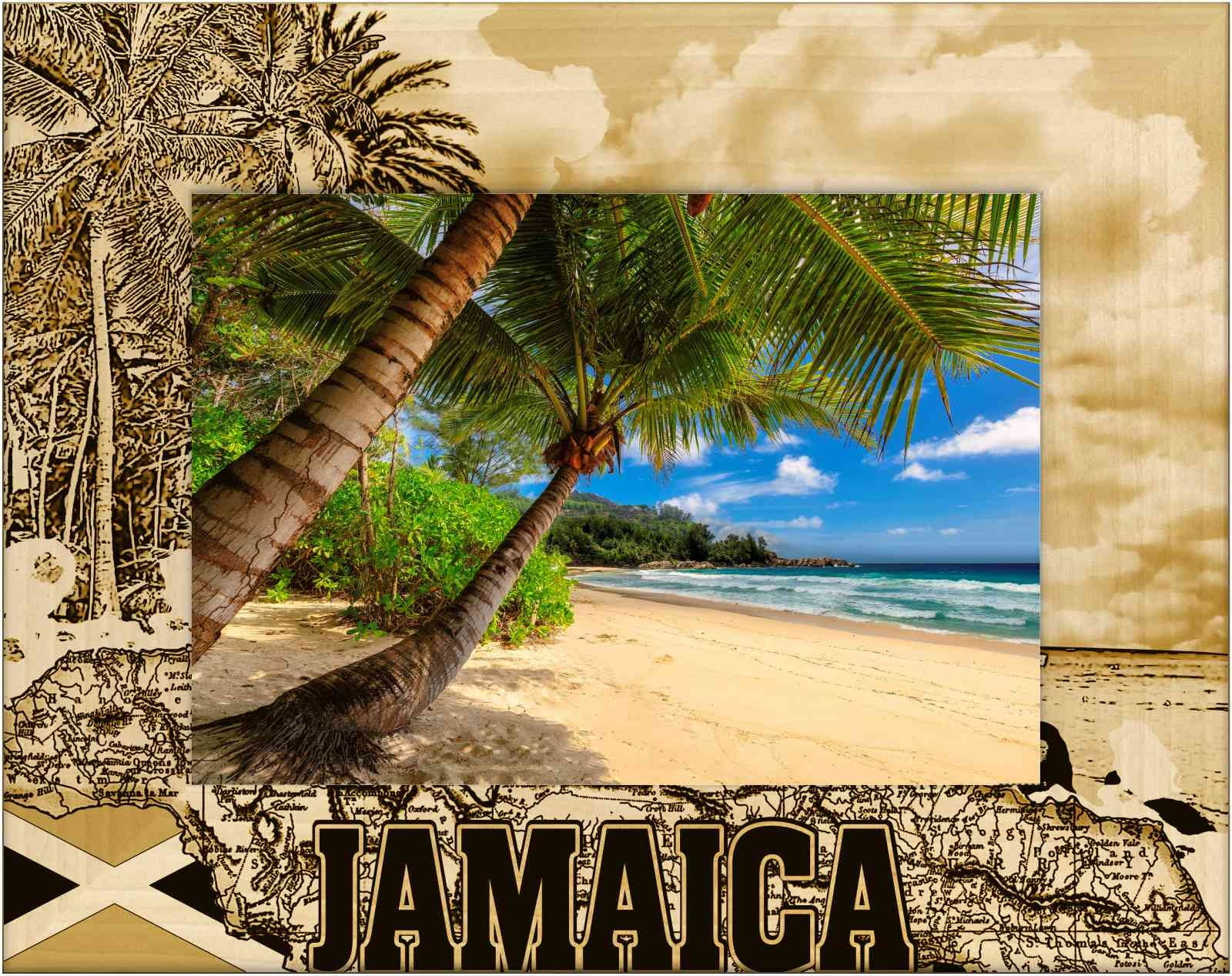 Jamaica Frame Engraved x Picture 5) Wood Landscape (3 Laser