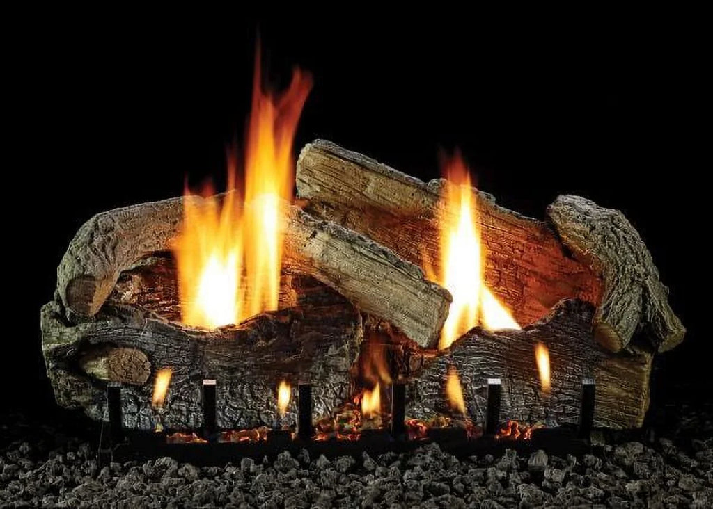 Oak Stacked Glaze Comfort LP Aged VF/V Empire with Burner, Logset Millivolt 30" Slope Systems