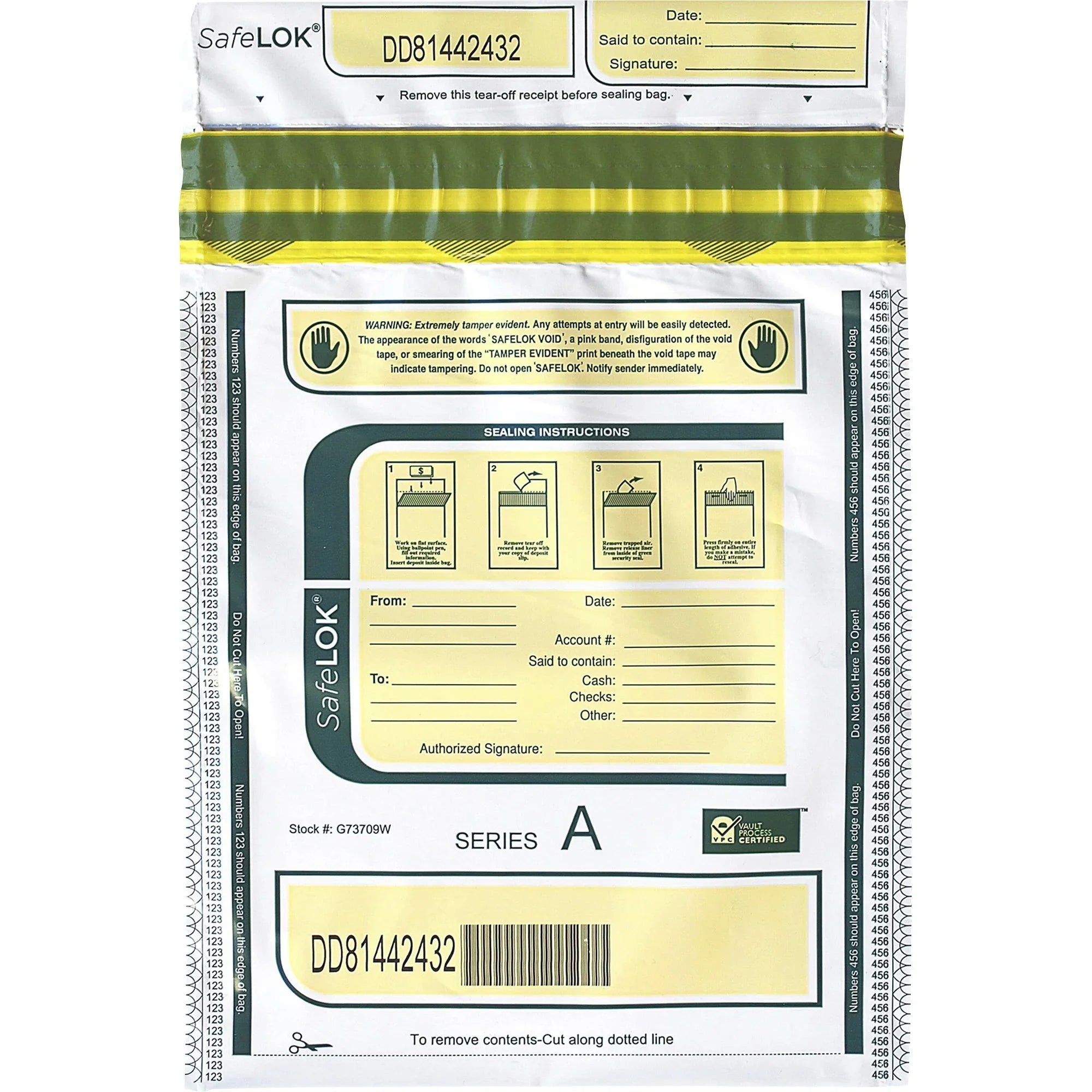 SafeLOK 100 Tamper-Evident White ControlTek, Pack, / Bags, Deposit CNK585089,