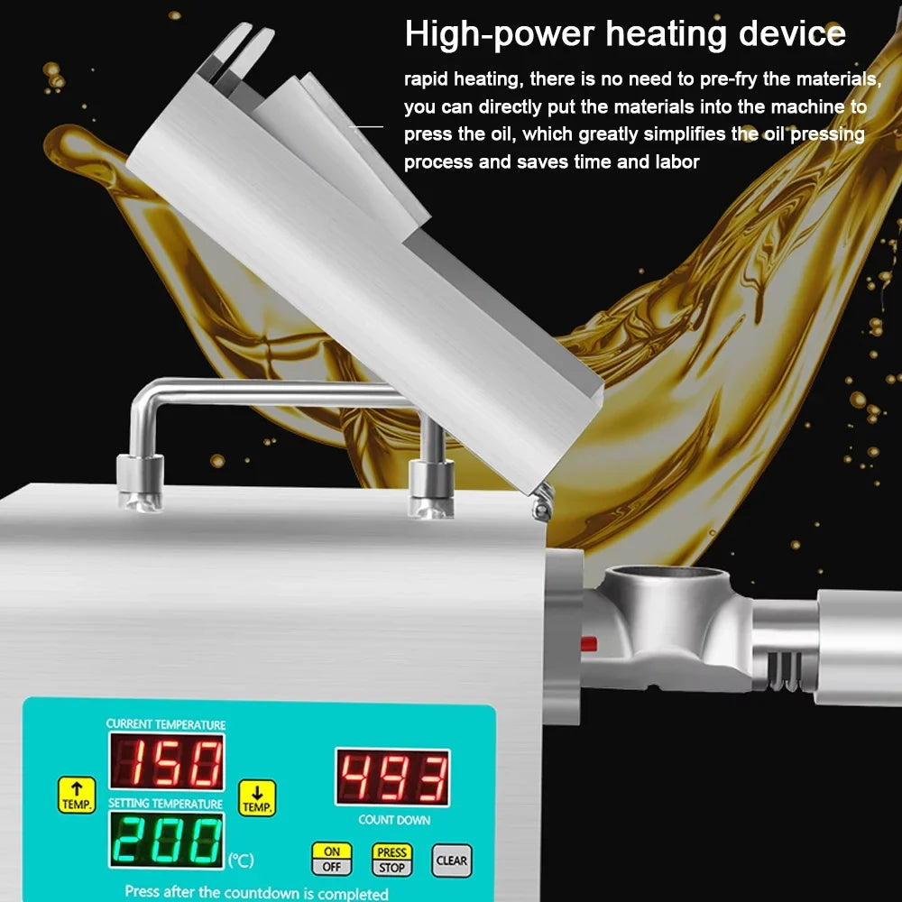 Device Display Steel No-Fry Intelligent Material Function Adjustable Temperature Digital Extraction Presser RG-312 Machine Oil Automatic Pressing Tomshoo Stainless Household with Oil