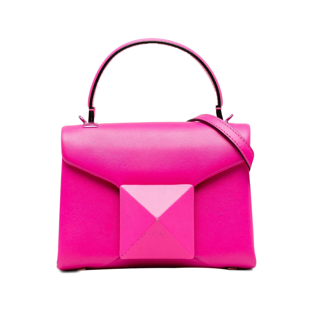 Mini Pre-Owned Unisex Stud Satchel (Good) Valentino Leather Authenticated Calf One Pink