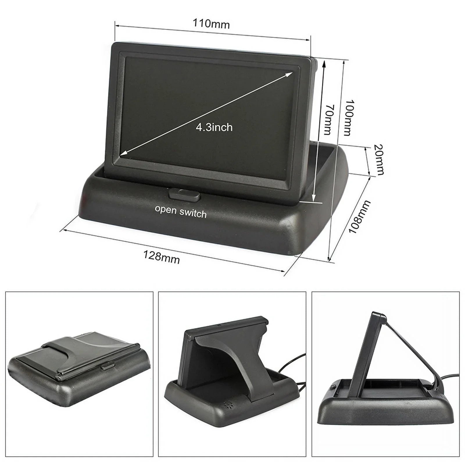 Parking Monitor HD License 4.3in View Rear Backup Camera Car Plate System Reverse