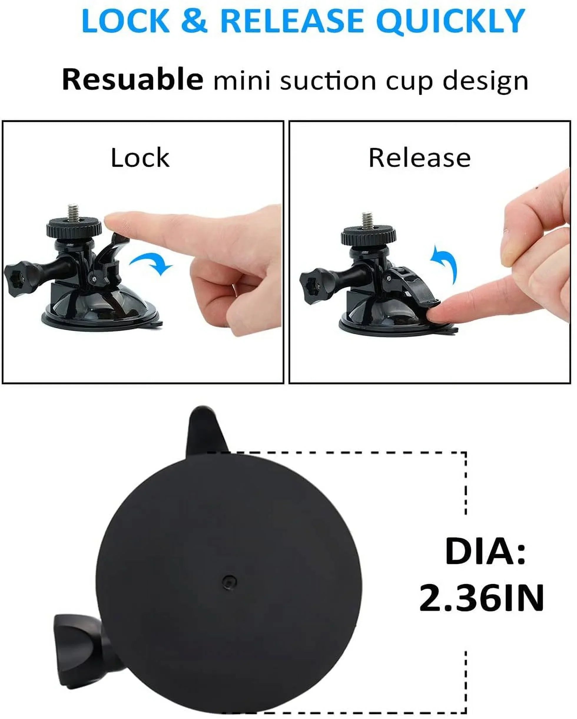 Mount Windshield for Apply Hero Car GoPro 1/4 9/8/7/6/5/4/3+/3/2/1 Thread Camera