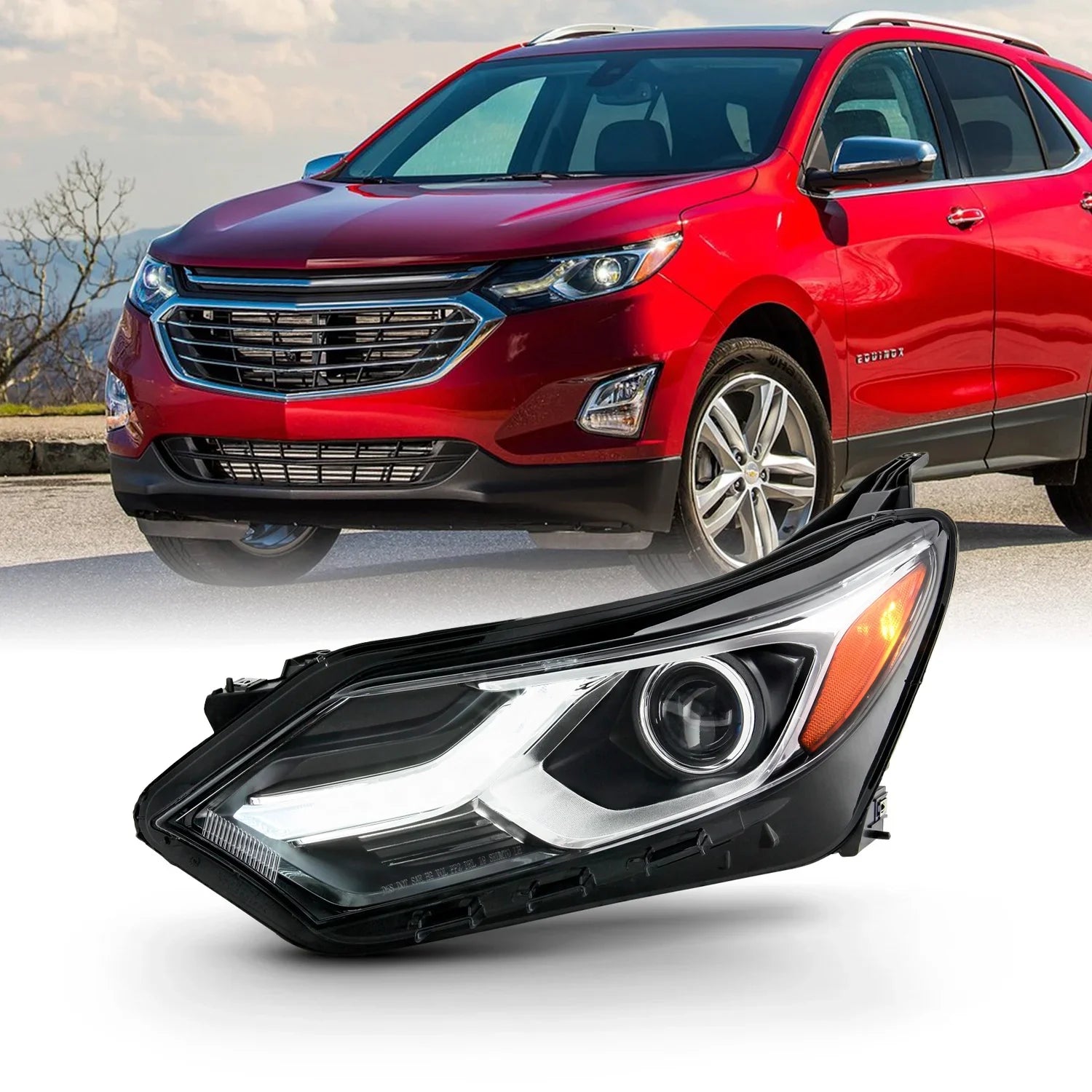 Chrome 2021 2018 Equinox 20 Chevy Type] [HID/Xenon 2020 Left Headlight Headlamp Driver 19 Side 2019 AKKON LED Fits 18 DRL -