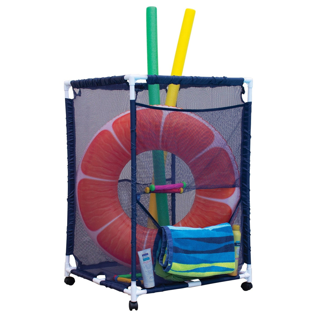 Blue, Bin, Medium, x Equipment L PBFT-1513 PB-M200, Style Mesh (25.4" - 25.4" 40" Pool W Rolling Pool Storage H) Organizer Pool Bins X