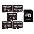 Security Card MicoSDXC Action Surveillance, SD 10, UHS-I Card, 85MB/s Class Camera, Micro Pro, GoPro, Memory 128GB with 5-Pack Adapter-GS-MSD-128-V-5PK-B Camera, 4K Video Drone, Gigastone